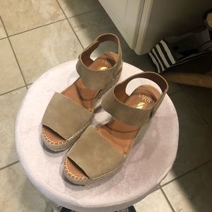 Franco Sarto Oak Navy Suede Platform Wedge Sandals